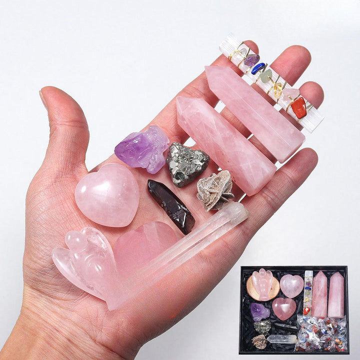 rose quartz crystal gift box set witch divination kit