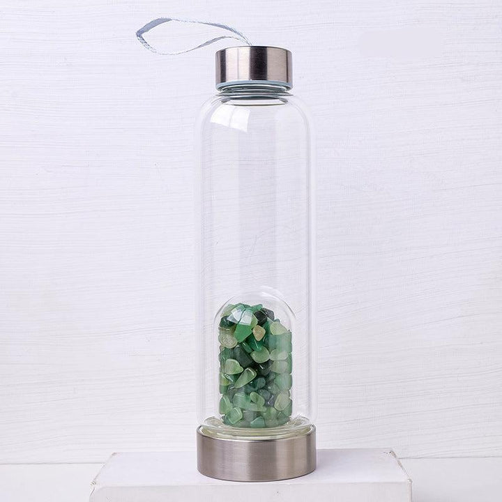 aventurine crystal healing energy glass water bottle