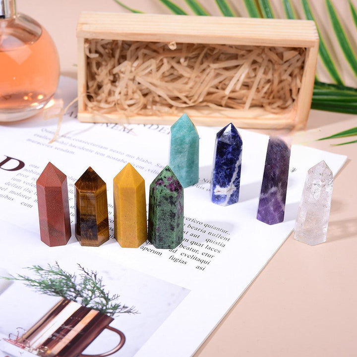 natural crystal hexagonal prism tower gift set