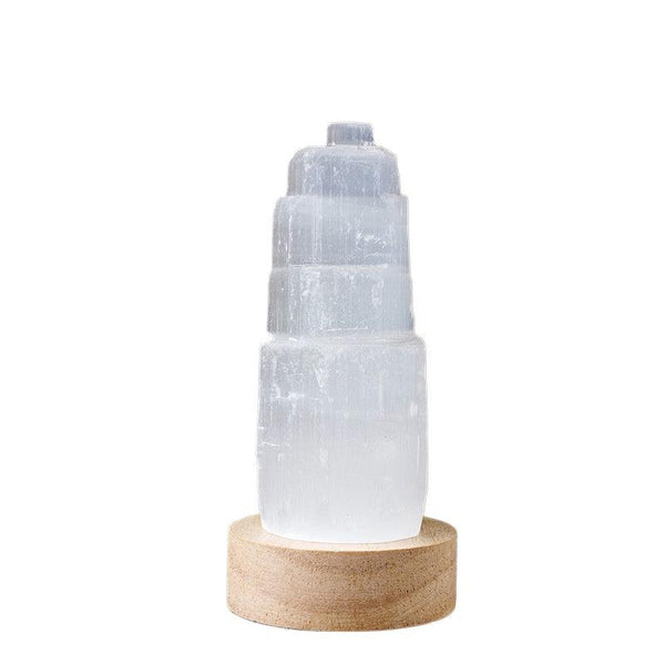 natural crystal selenite tower with led night light