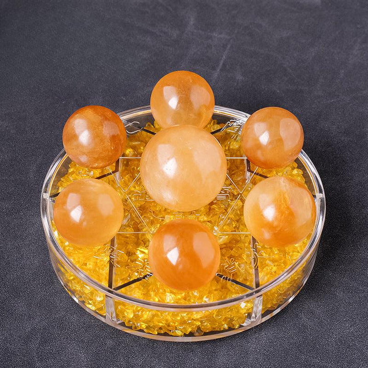 topaz crystal sphere seven star array wealth bowl with crystal stones