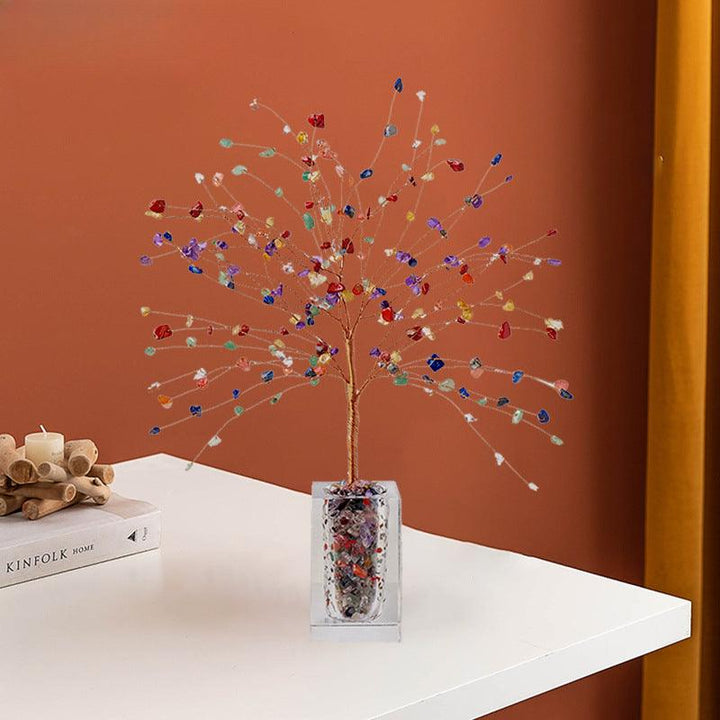 natural crystal starry sky bonsai tree on the table