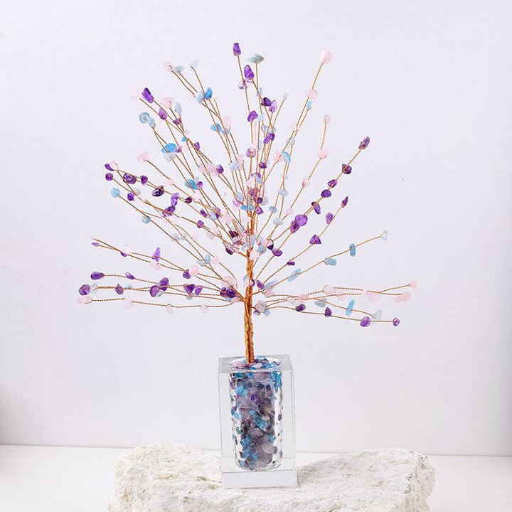 natural mixed crystal starry sky bonsai tree