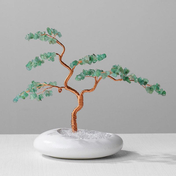 aventurine crystal wealth tree with welcome pine bonsai