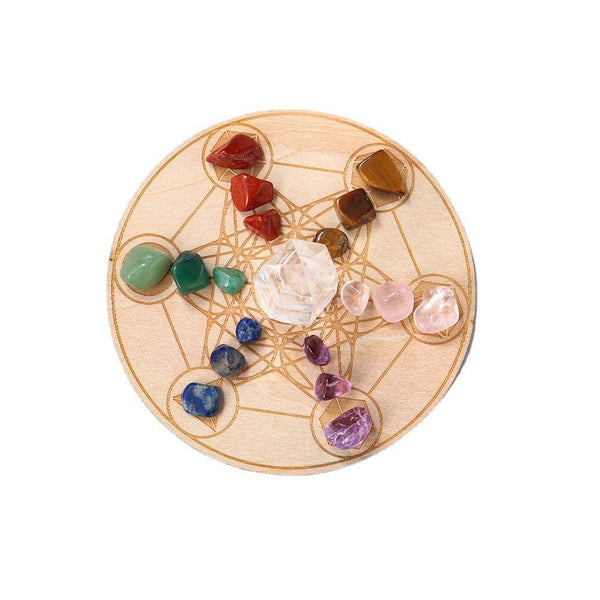 natural gemstone seven star crystal grid set