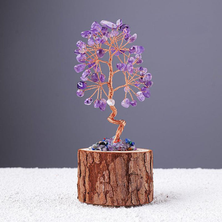 amethyst gemstone stump base crystal bonsai tree