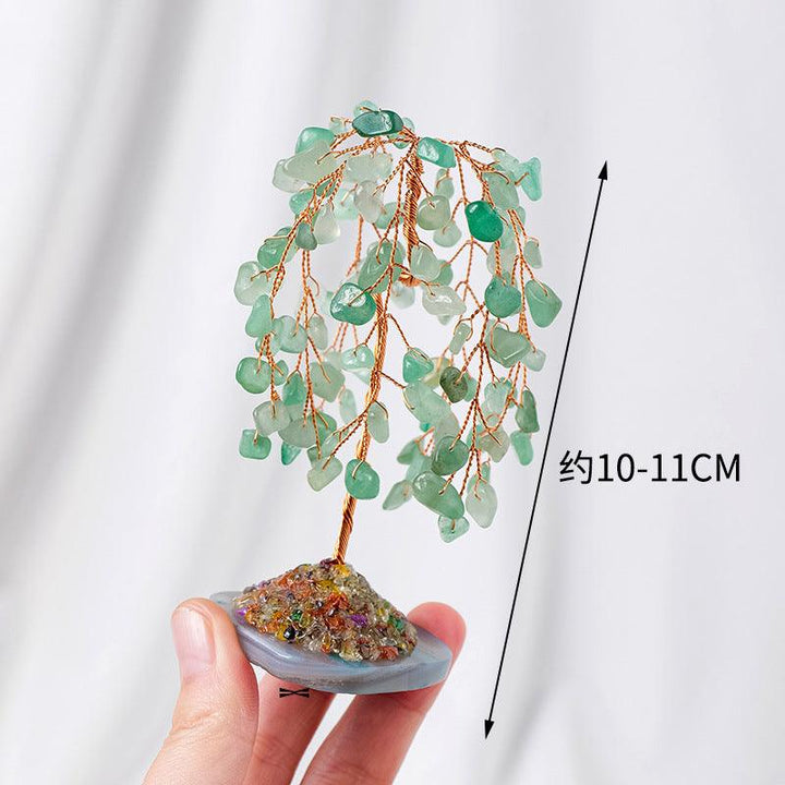 size of natural gemstone willow shaped crystal bonsai tree