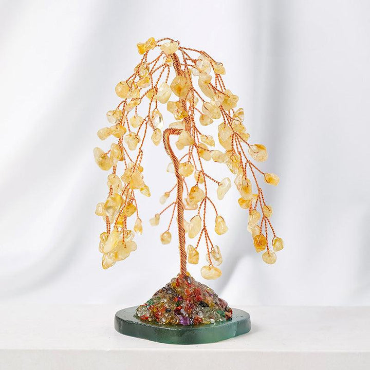 citrine gemstone willow shaped crystal bonsai tree