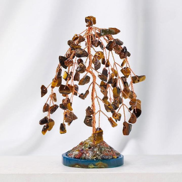 Tiger’s Eye gemstone willow shaped crystal bonsai tree