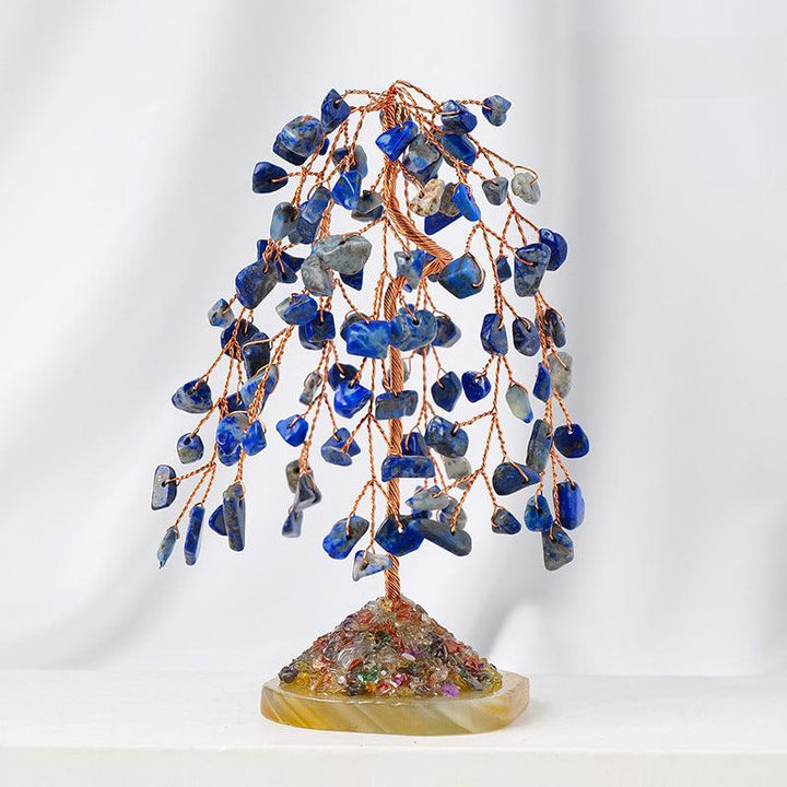 lapis lazuli gemstone willow shaped crystal bonsai tree