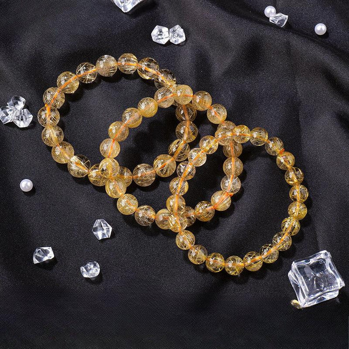 natural golden rutilated quartz beaded bracelet