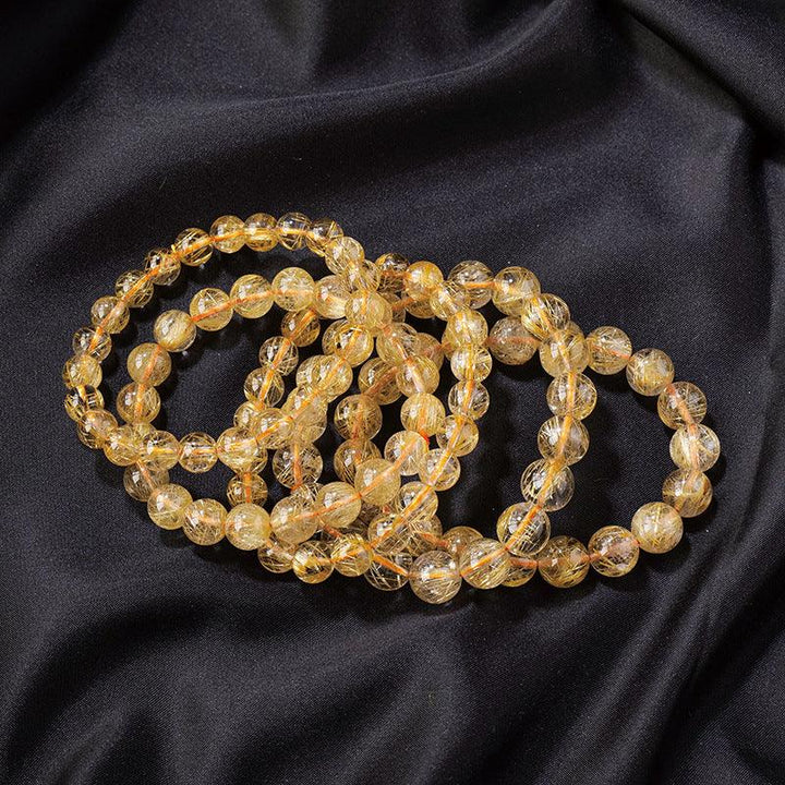 natural golden rutilated quartz beaded bracelet