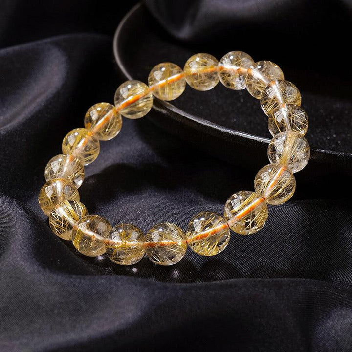 natural golden rutilated quartz beaded bracelet