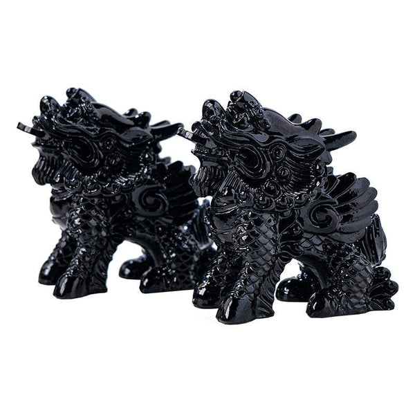 natural obsidian qilin feng shui sculpture ornament