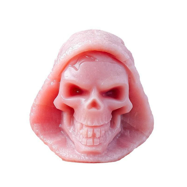 natural pink opal grim reaper skull carving ornament