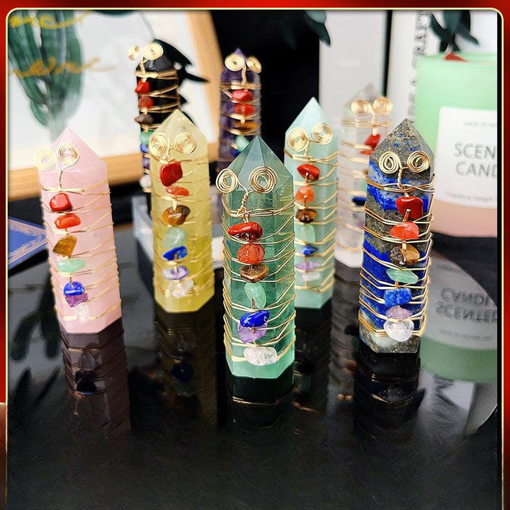 eight natural rainbow crystal stone tower