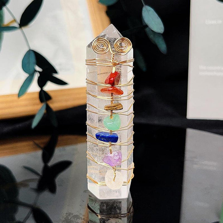 Clear Quartz natural rainbow crystal stone tower