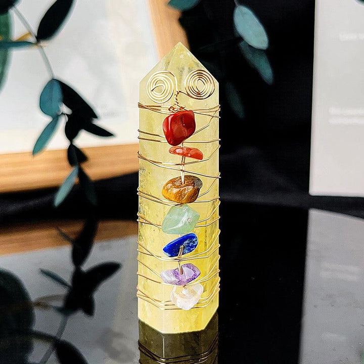 citrine natural rainbow crystal stone tower