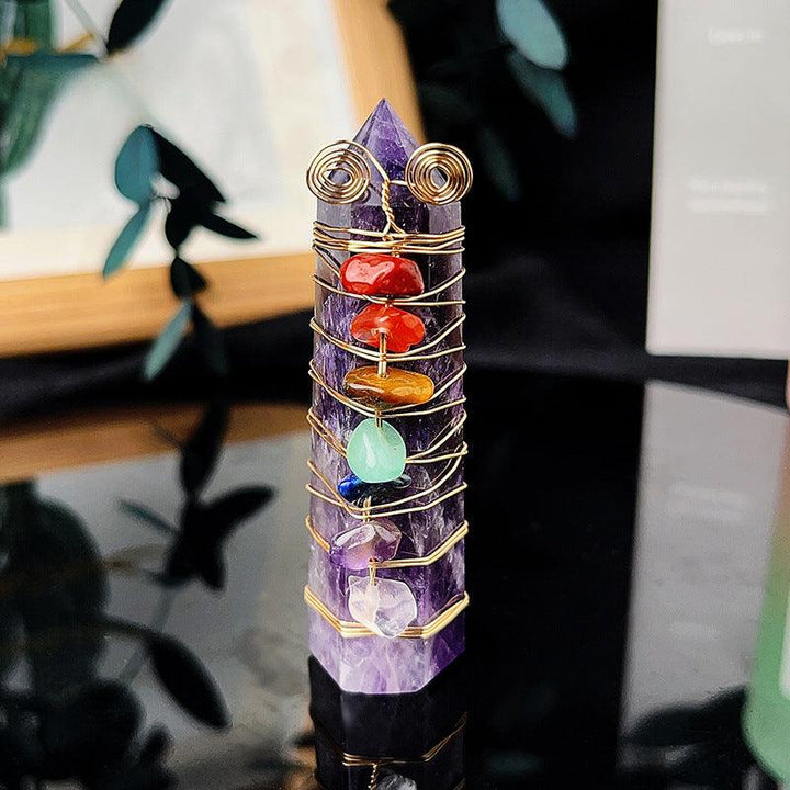 amethyst natural rainbow crystal stone tower