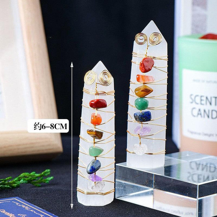 gypsum natural rainbow crystal stone tower