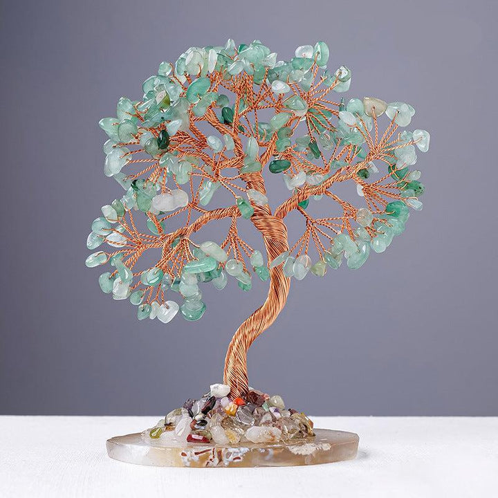 aventurine crystal wealth tree with agate base