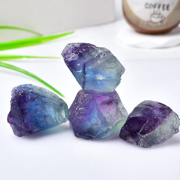 details of natural rainbow fluorite crystal raw stone fluorite