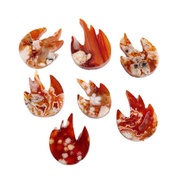 natural red agate flame carving home decor ornament