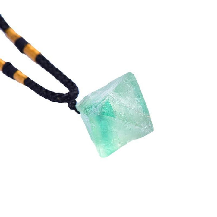 natural spirit pendulum green fluorite octahedron necklace