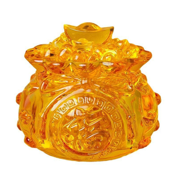 natural yellow citrine and glass wealth bowl ornament