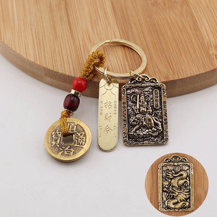 new year of snake taoist brass god of wealth zodiac token pendant