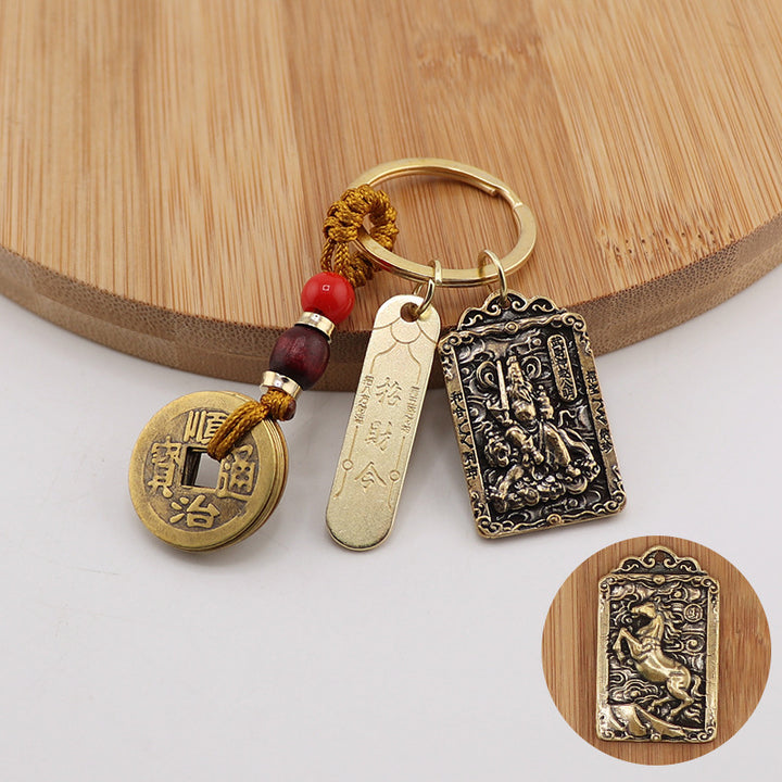 new year of snake taoist brass god of wealth zodiac token pendant