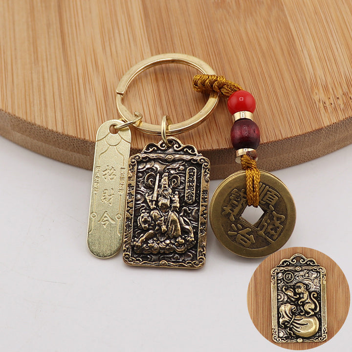 new year of snake taoist brass god of wealth zodiac token pendant