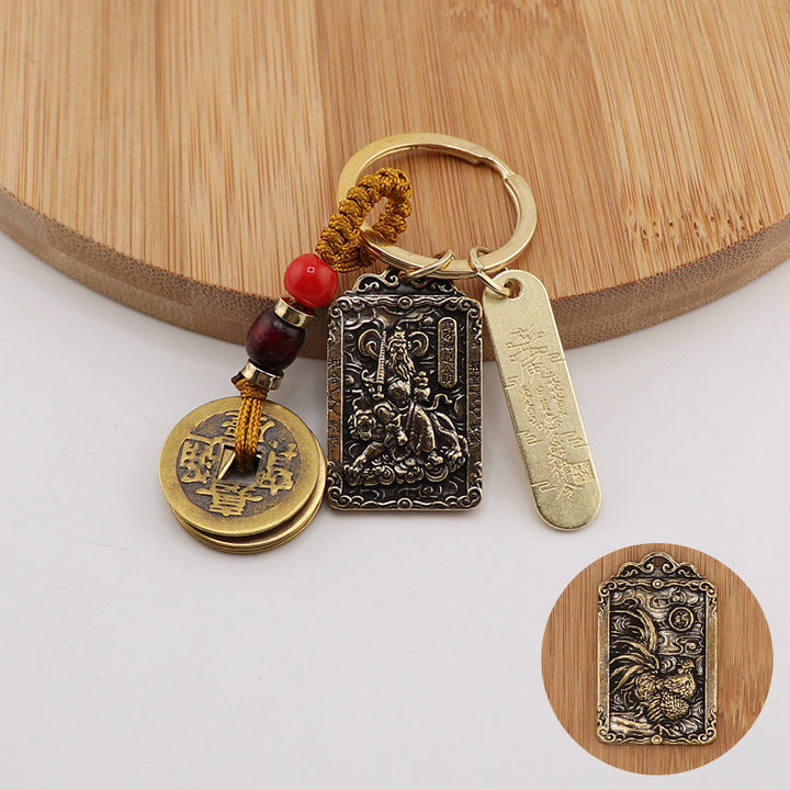 new year of snake taoist brass god of wealth zodiac token pendant