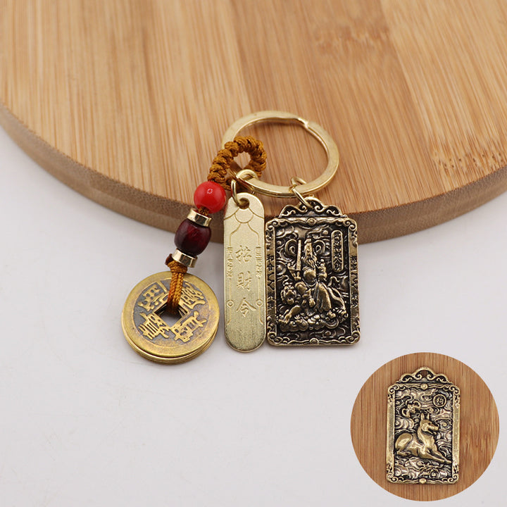 new year of snake taoist brass god of wealth zodiac token pendant