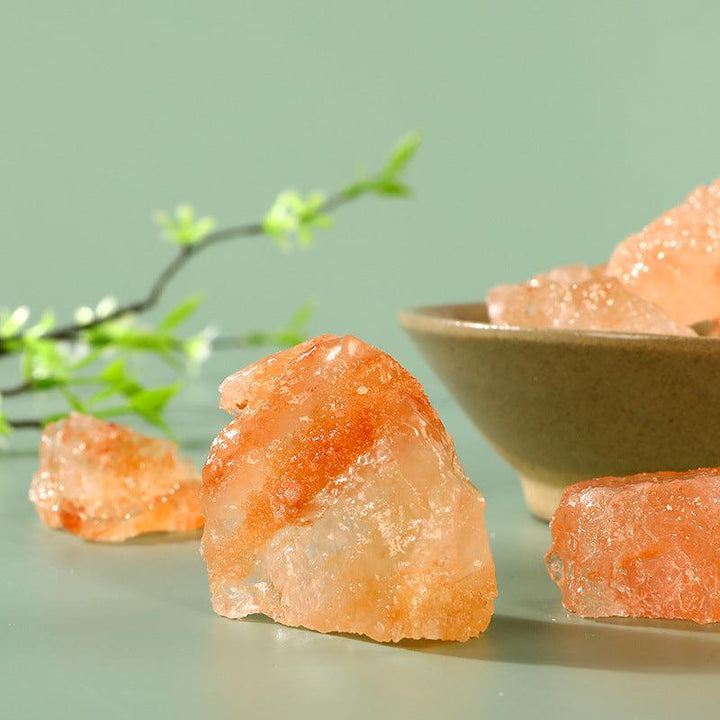 details of orange salt stone crystal raw aromatherapy incense stone