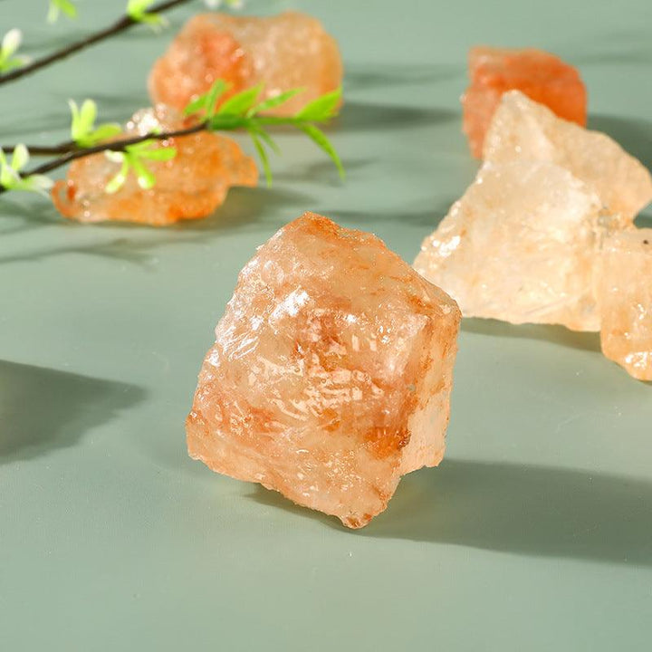 details of orange salt stone crystal raw aromatherapy incense stone