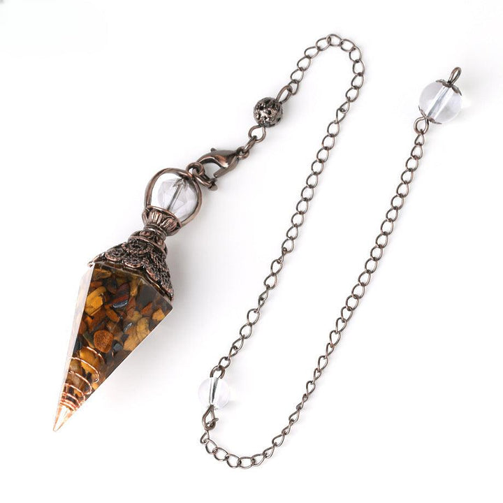 pendulum crystal healing gemstone hexagonal point pendant