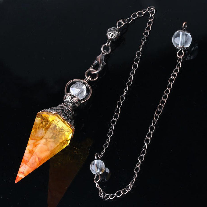 details of pendulum crystal healing gemstone hexagonal point pendant