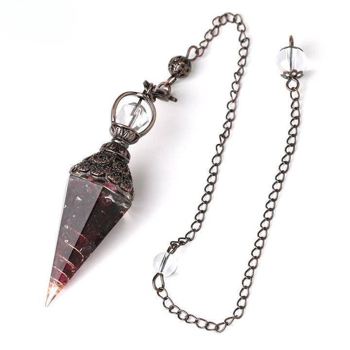 details of pendulum crystal healing gemstone hexagonal point pendant