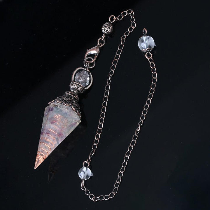 details of pendulum crystal healing gemstone hexagonal point pendant