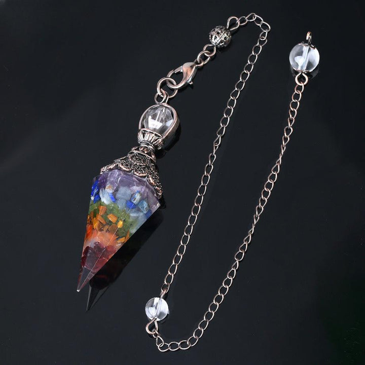 details of pendulum crystal healing gemstone hexagonal point pendant