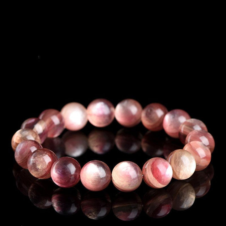 pink lithium mica bead crystal bracelet