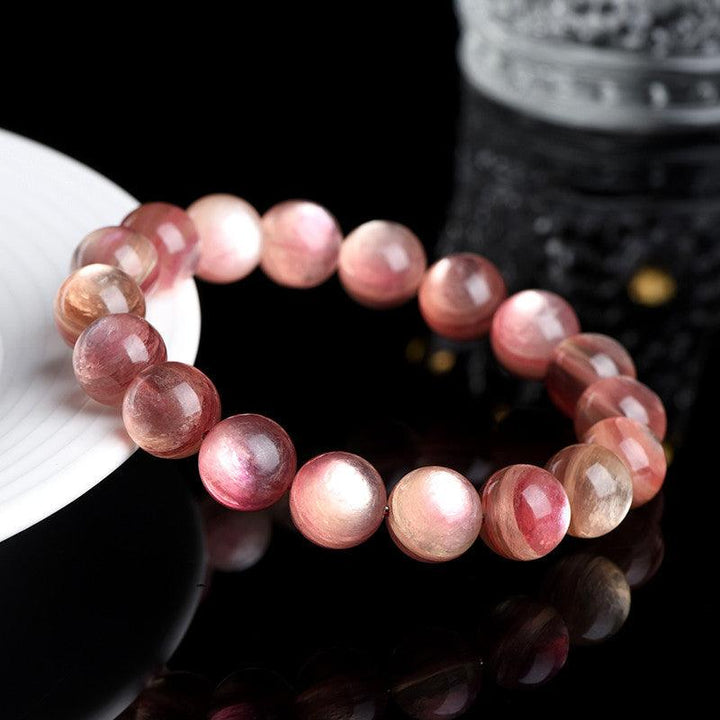 pink lithium mica bead crystal bracelet