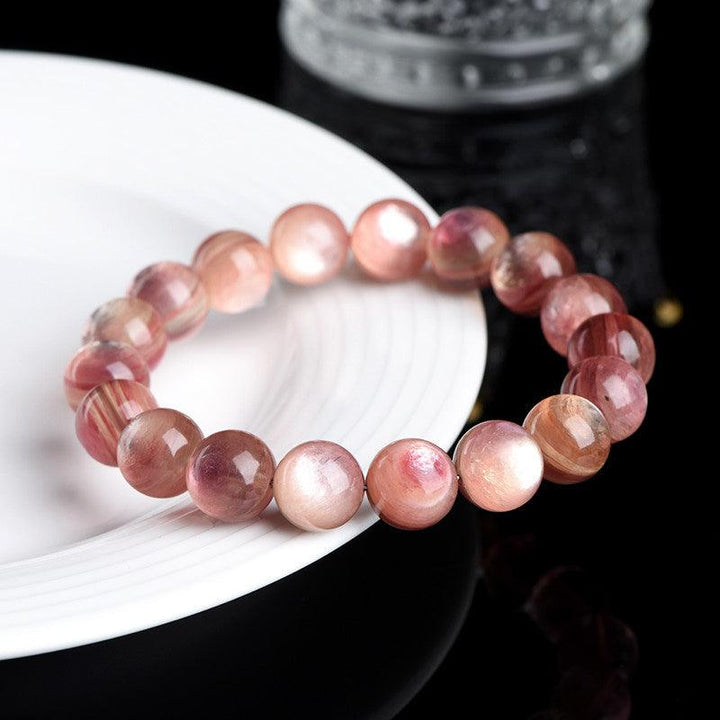 pink lithium mica bead crystal bracelet