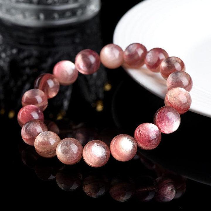 pink lithium mica bead crystal bracelet