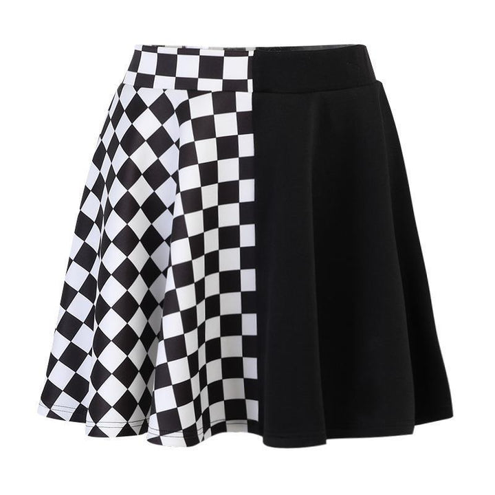 a punk gothic black and white check patchwork dress