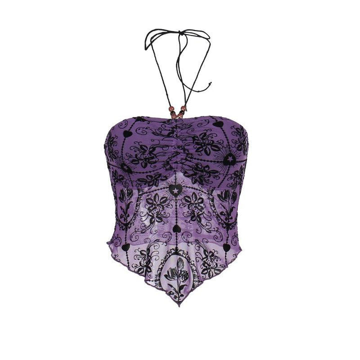 purple gothic punk fashion velvet crop top