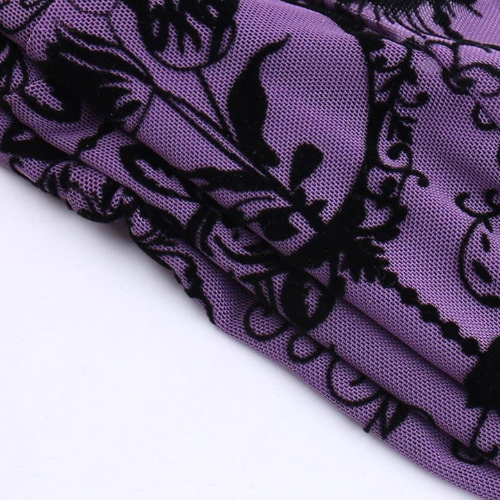 details of purple gothic punk fashion velvet crop top