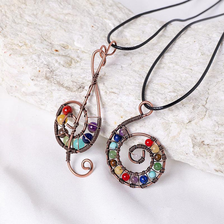 rainbow chakra crystal tree of life necklace pendant