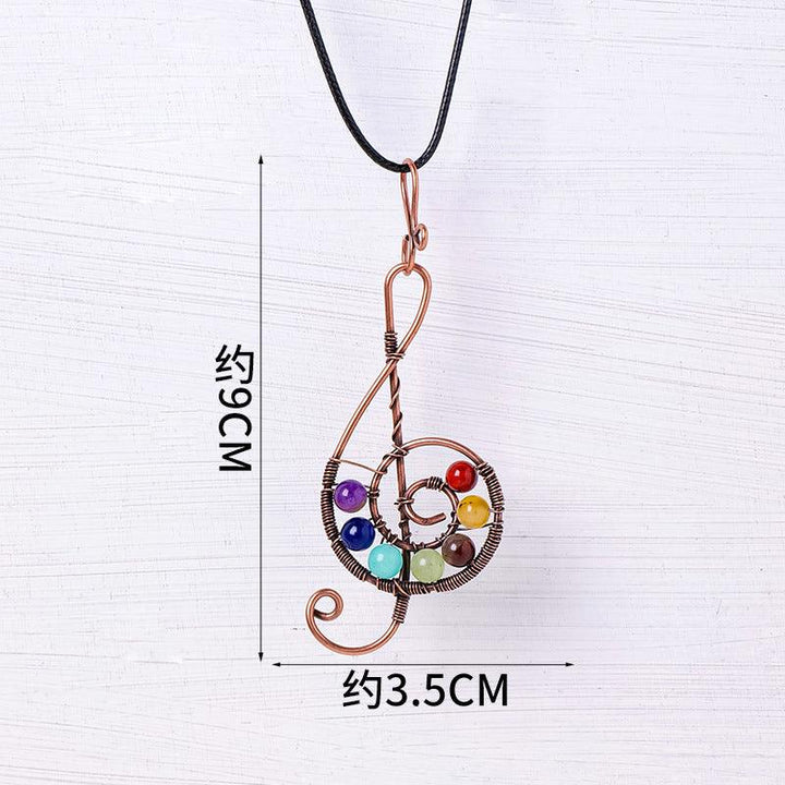 rainbow chakra phonetic symbol crystal tree of life necklace pendant